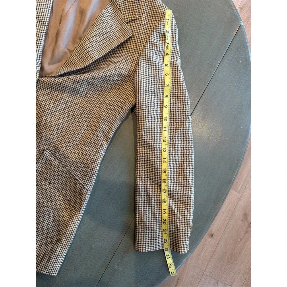 Brooks Brothers Houndstooth Wool Blazer Jacket Made USA Vintage 90s 40R See Desc